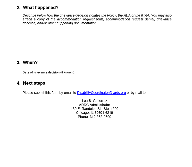 For accessible contents, visit the Grievance Decision Appeal Form link